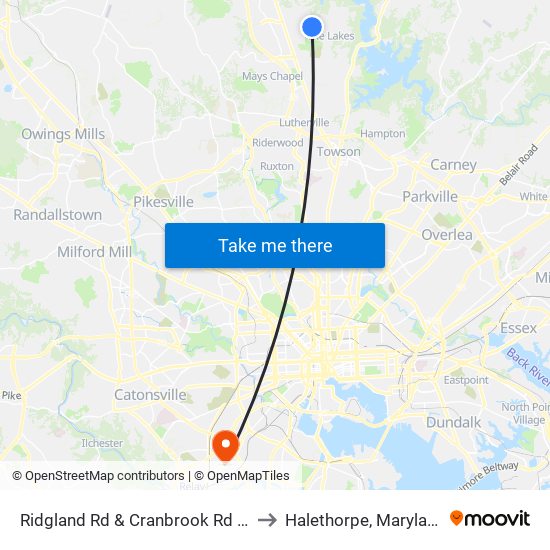 Ridgland Rd & Cranbrook Rd Sb to Halethorpe, Maryland map