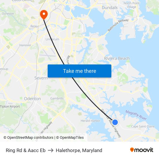 Ring Rd & Aacc Eb to Halethorpe, Maryland map