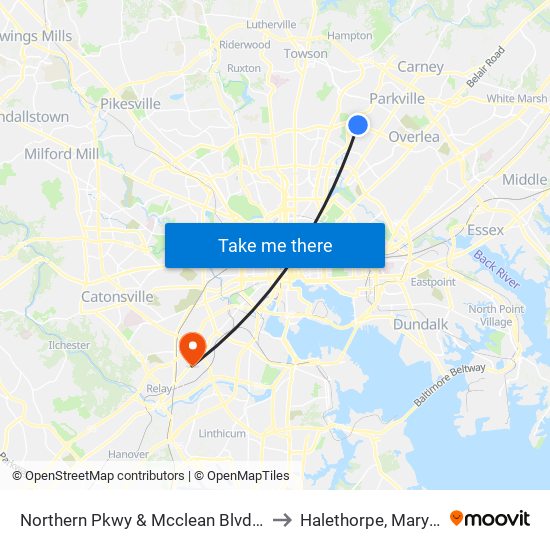 Northern Pkwy & Mcclean Blvd FS Eb to Halethorpe, Maryland map