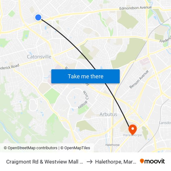 Craigmont Rd & Westview Mall Opp Wb to Halethorpe, Maryland map