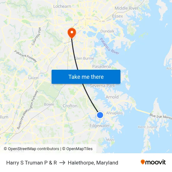 Harry S Truman P & R to Halethorpe, Maryland map