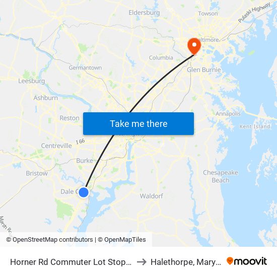 Horner Rd Commuter Lot Stop 1 AM to Halethorpe, Maryland map