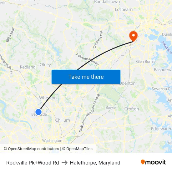 Rockville Pk+Wood Rd to Halethorpe, Maryland map