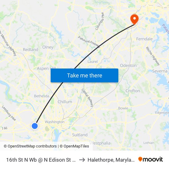 16th St N Wb @ N Edison St Ns to Halethorpe, Maryland map