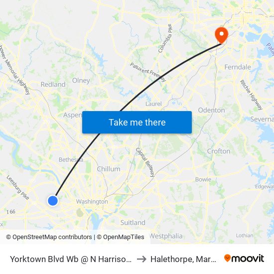 Yorktown Blvd Wb @ N Harrison St FS to Halethorpe, Maryland map