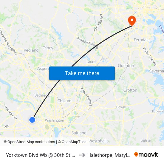 Yorktown Blvd Wb @ 30th St N Ns to Halethorpe, Maryland map