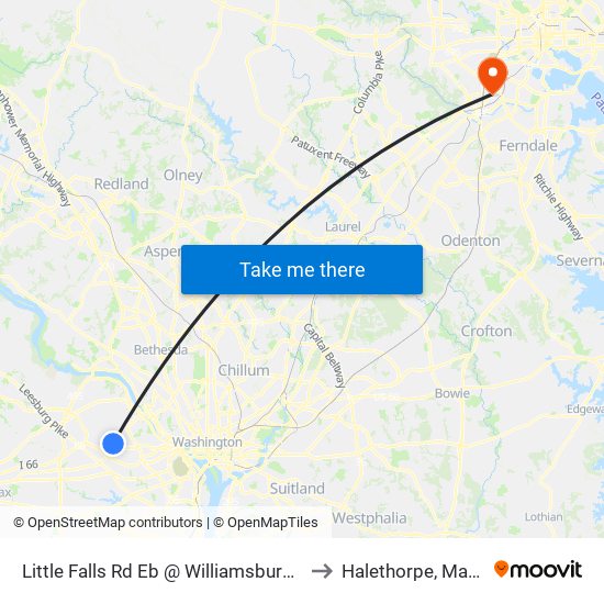 Little Falls Rd Eb @ Williamsburg Blvd MB to Halethorpe, Maryland map