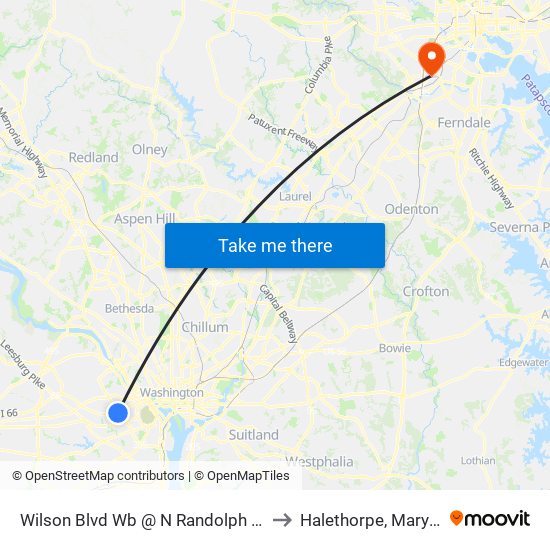 Wilson Blvd Wb @ N Randolph St MB to Halethorpe, Maryland map