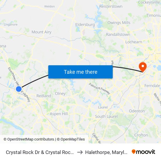 Crystal Rock Dr & Crystal Rock Ct to Halethorpe, Maryland map