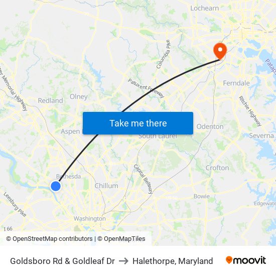 Goldsboro Rd & Goldleaf Dr to Halethorpe, Maryland map