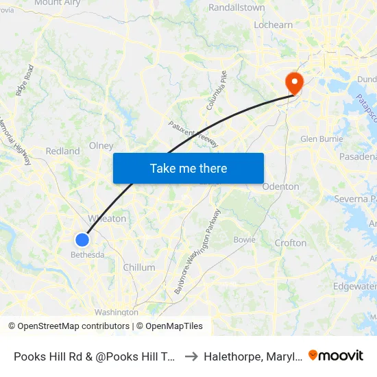 Pooks Hill Rd & @Pooks Hill Towers to Halethorpe, Maryland map