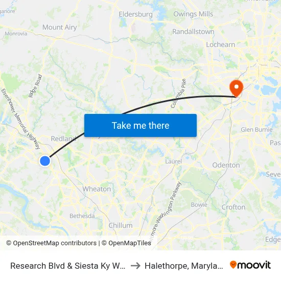 Research Blvd & Siesta Ky Way to Halethorpe, Maryland map