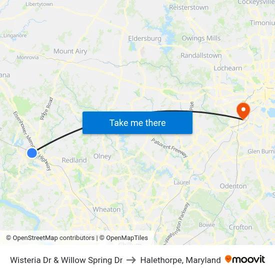 Wisteria Dr & Willow Spring Dr to Halethorpe, Maryland map