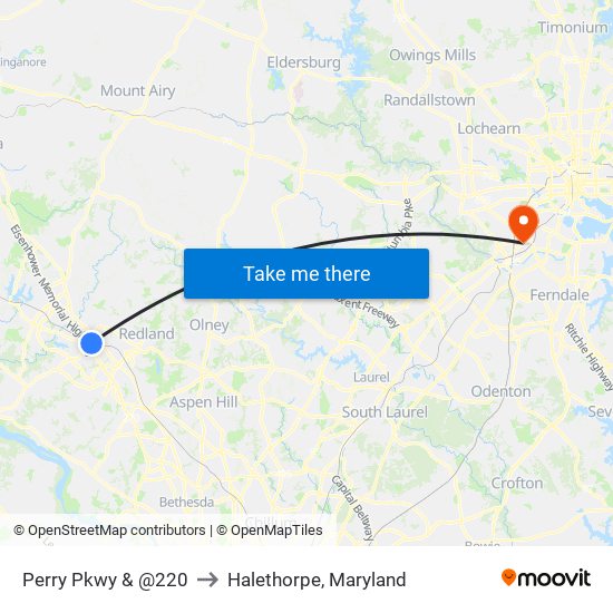 Perry Pkwy & @220 to Halethorpe, Maryland map