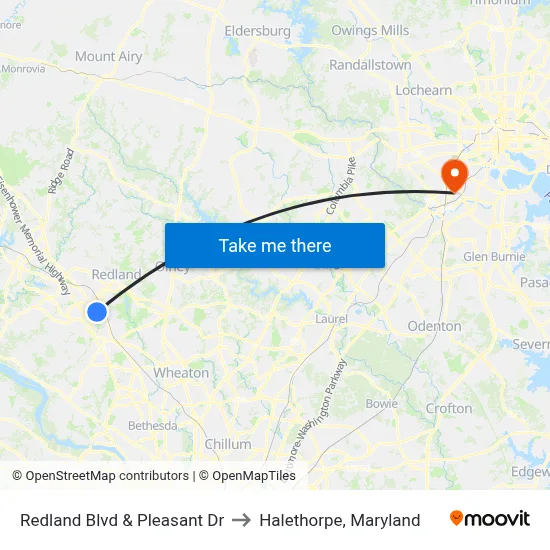 Redland Blvd & Pleasant Dr to Halethorpe, Maryland map
