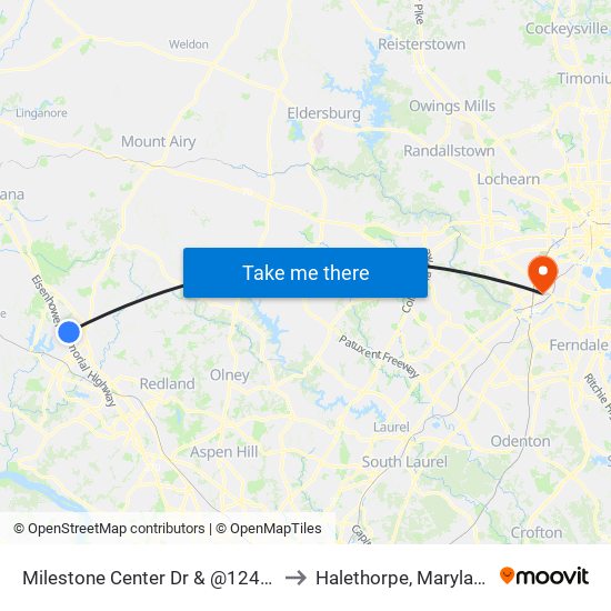 Milestone Center Dr & @12450 to Halethorpe, Maryland map