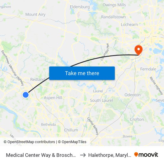 Medical Center Way & Broschart Dr to Halethorpe, Maryland map