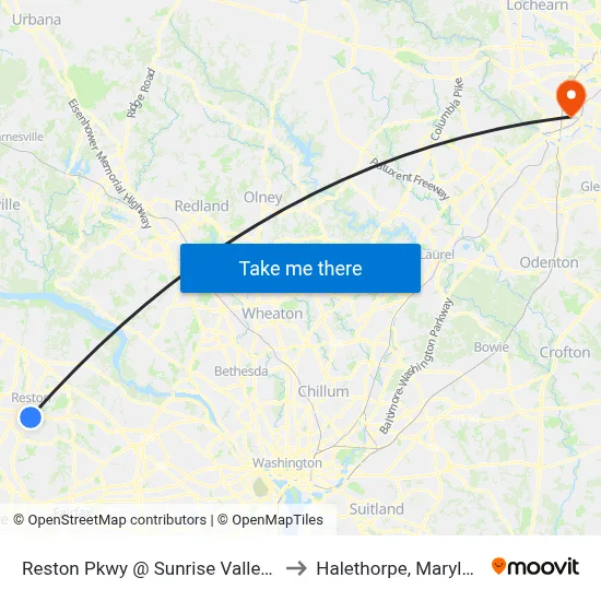 Reston Pkwy @ Sunrise Valley Dr to Halethorpe, Maryland map