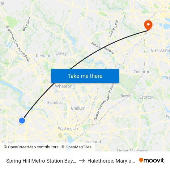 Spring Hill Metro Station Bay C to Halethorpe, Maryland map