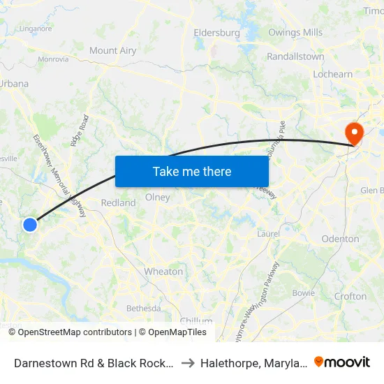 Darnestown Rd & Black Rock Rd to Halethorpe, Maryland map