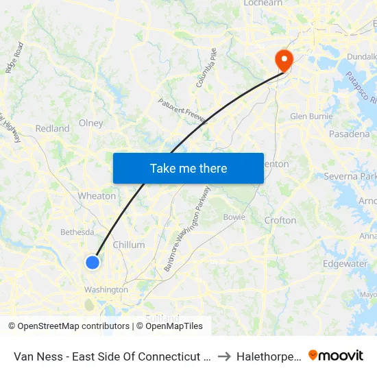 Van Ness - East Side Of Connecticut Ave. North Of Veazy St. NW to Halethorpe, Maryland map
