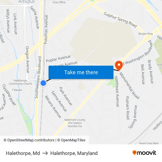 Halethorpe, Md to Halethorpe, Maryland map