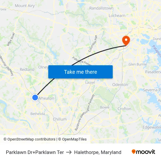 Parklawn Dr+Parklawn Ter to Halethorpe, Maryland map