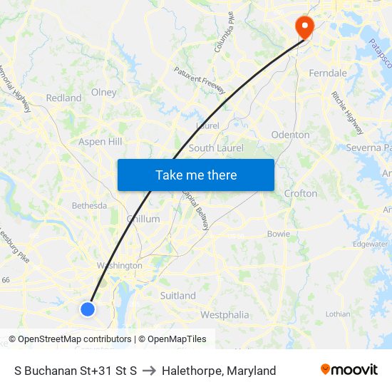 S Buchanan St+31 St S to Halethorpe, Maryland map