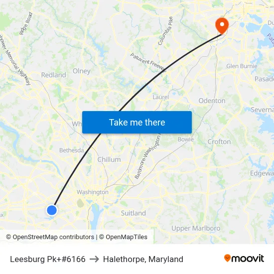 Leesburg Pk+#6166 to Halethorpe, Maryland map