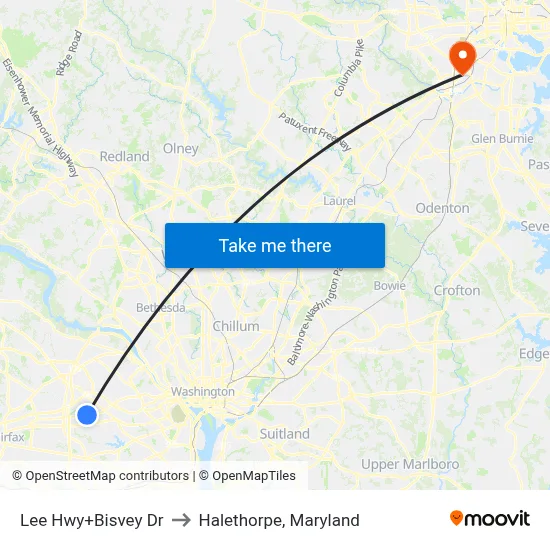 Lee Hwy+Bisvey Dr to Halethorpe, Maryland map