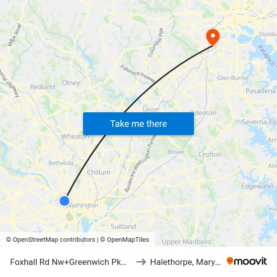 Foxhall Rd Nw+Greenwich Pkwy NW to Halethorpe, Maryland map