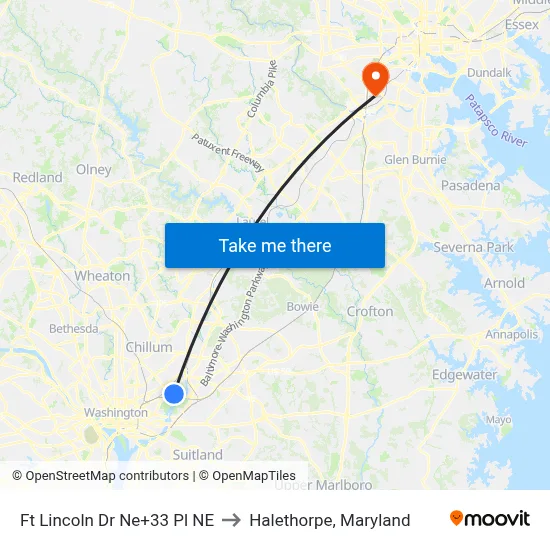 Ft Lincoln Dr Ne+33 Pl NE to Halethorpe, Maryland map