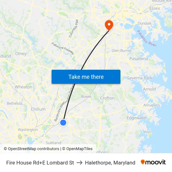 Fire House Rd+E Lombard St to Halethorpe, Maryland map