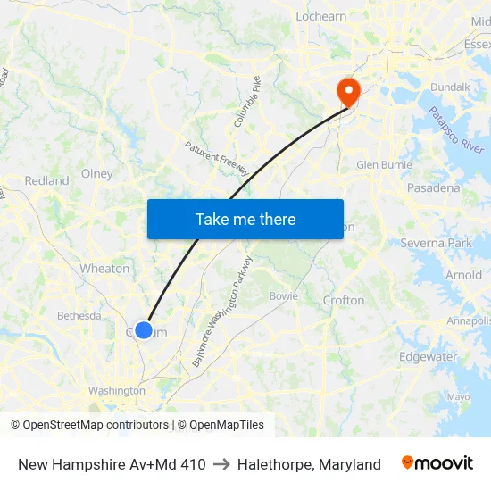 New Hampshire Av+Md 410 to Halethorpe, Maryland map