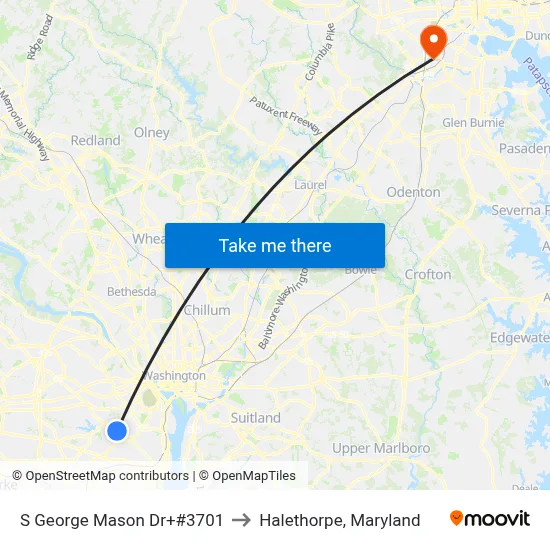 S George Mason Dr+#3701 to Halethorpe, Maryland map