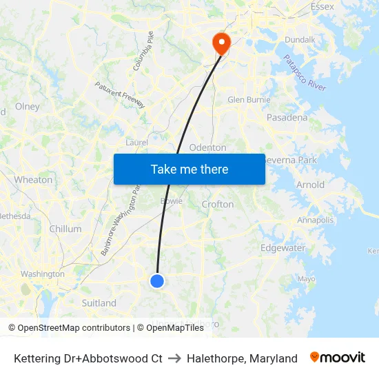 Kettering Dr+Abbotswood Ct to Halethorpe, Maryland map
