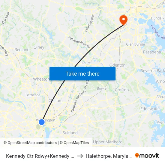 Kennedy Ctr Rdwy+Kennedy Ctr to Halethorpe, Maryland map