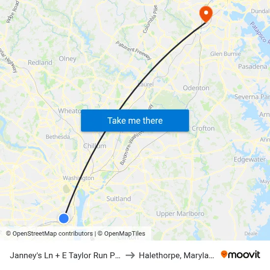 Janney's Ln + E Taylor Run Pky to Halethorpe, Maryland map