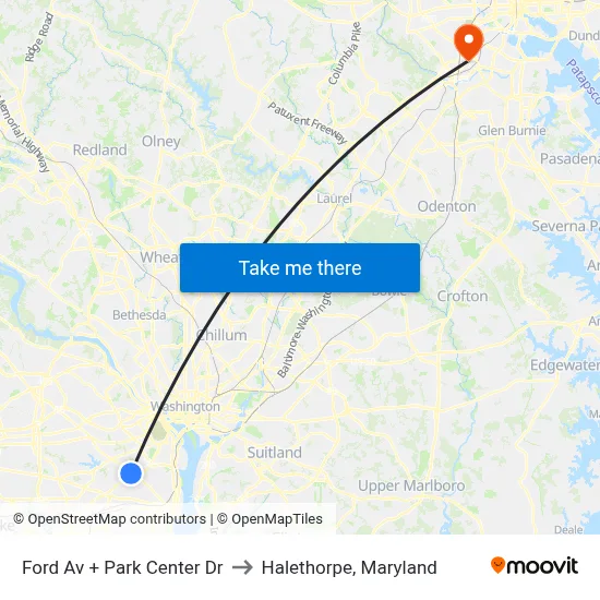 Ford Av + Park Center Dr to Halethorpe, Maryland map
