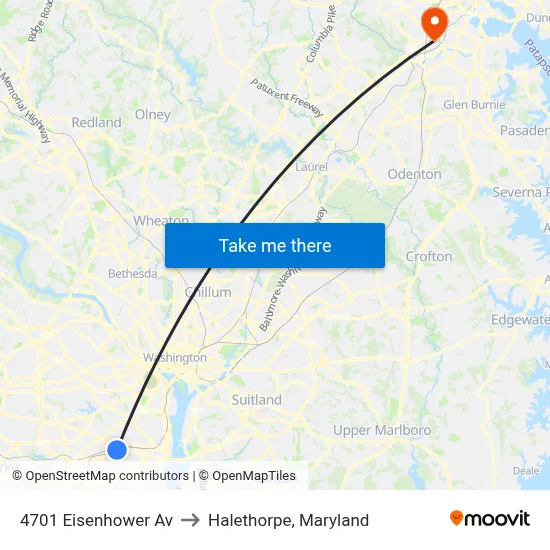4701 Eisenhower Av to Halethorpe, Maryland map