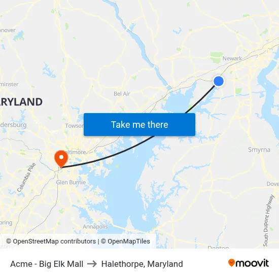 Acme - Big Elk Mall to Halethorpe, Maryland map