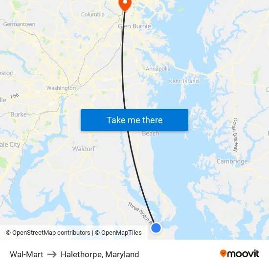Wal-Mart to Halethorpe, Maryland map