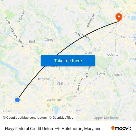 Navy Federal Credit Union to Halethorpe, Maryland map