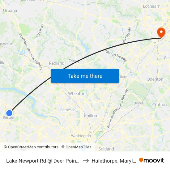 Lake Newport Rd @ Deer Point Way to Halethorpe, Maryland map