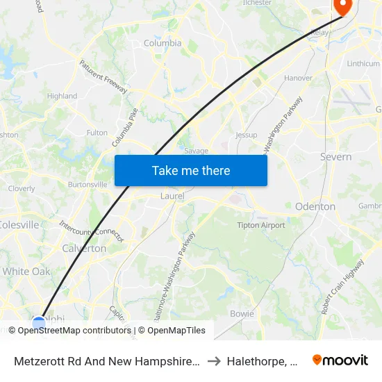 Metzerott Rd And New Hampshire Ave (Outbound) to Halethorpe, Maryland map