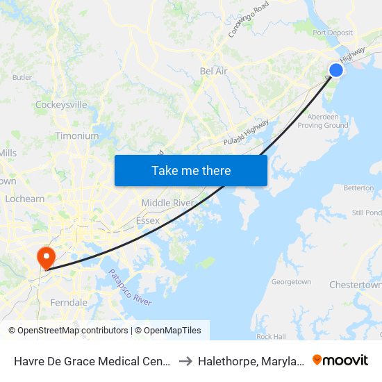 Havre De Grace Medical Center to Halethorpe, Maryland map