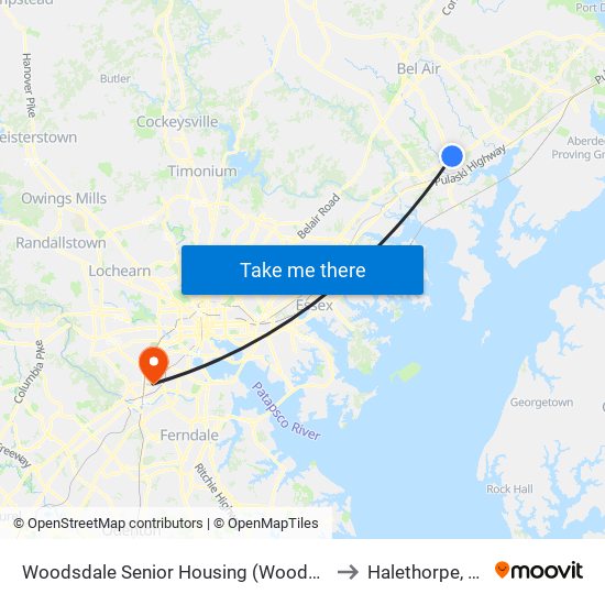 Woodsdale Senior Housing (Woodsdale Rd & Penny Ln) to Halethorpe, Maryland map