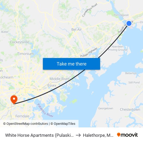 White Horse Apartments  (Pulaski Hwy/Us 40) to Halethorpe, Maryland map