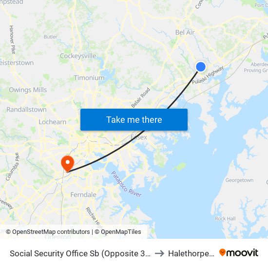 Social Security Office Sb (Opposite 3415 Box Hill S Corp Ctr Dr) to Halethorpe, Maryland map