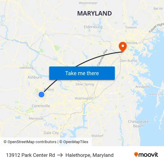 13912 Park Center Rd to Halethorpe, Maryland map